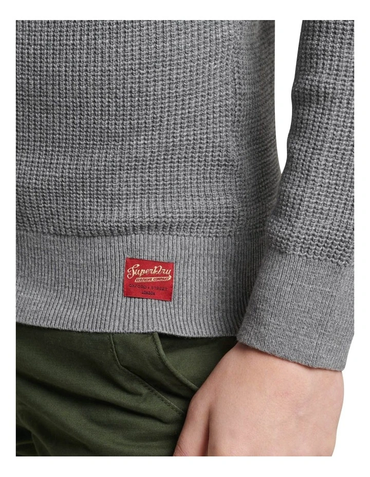 Textured Crew Knit Jumper in Storm Grey Heather image 3