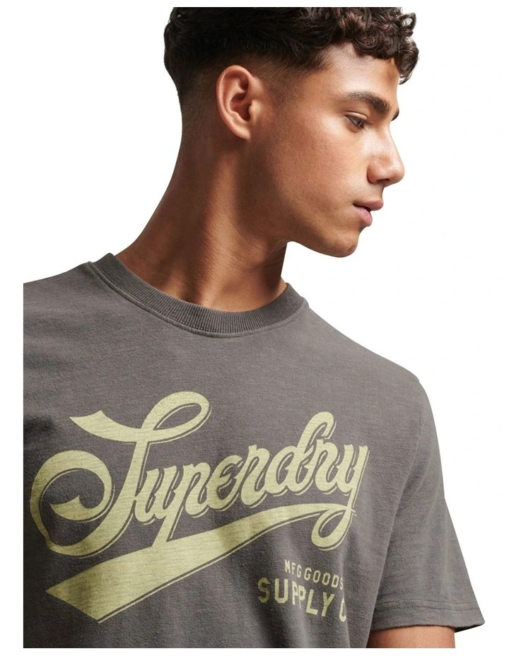 Script Indigo Workwear T-shirt in Charcoal image 2