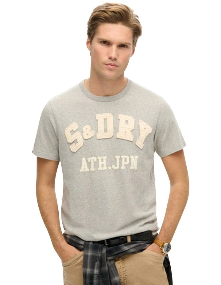 Vintage Athletic Short Sleeves Tee in Light Grey Marl image 1
