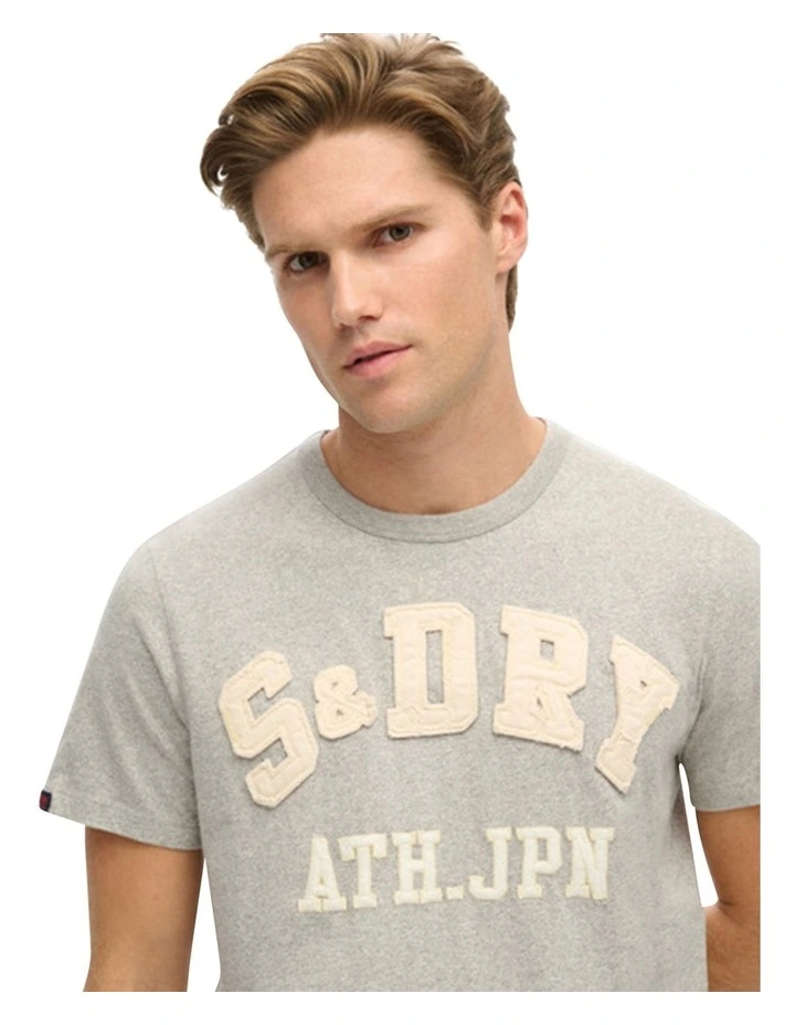 Vintage Athletic Short Sleeves Tee in Light Grey Marl image 3