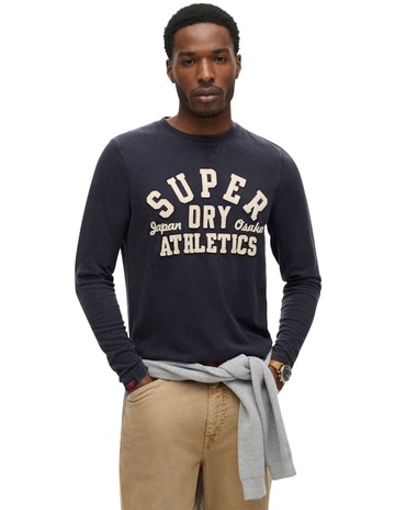 Vintage Athletic Long Sleeve Top in Eclipse Navy