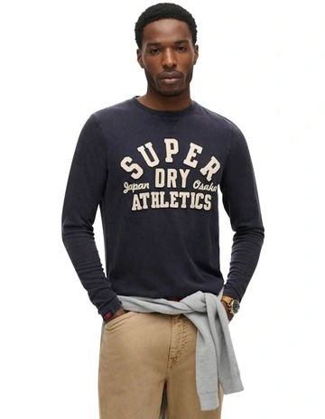 Vintage Athletic Long Sleeve Top in Eclipse Navy