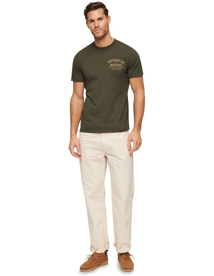 Workwear Flock Graphic T-shirt in Khaki Marle image 5