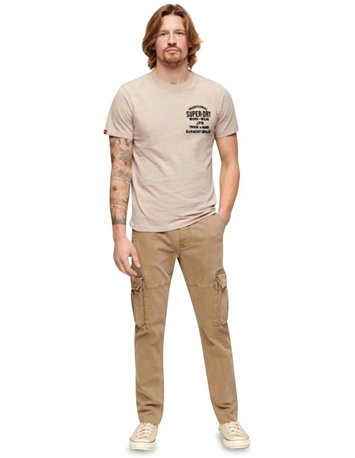 Superdry Workwear Flock Graphic Tshirt in Lavin Beige Marle MYER