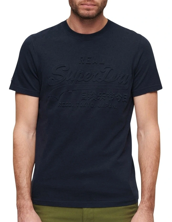 Embossed Vintage Logo T-Shirt in Nautical Navy image 1