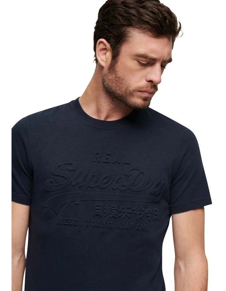 Embossed Vintage Logo T-Shirt in Nautical Navy image 2
