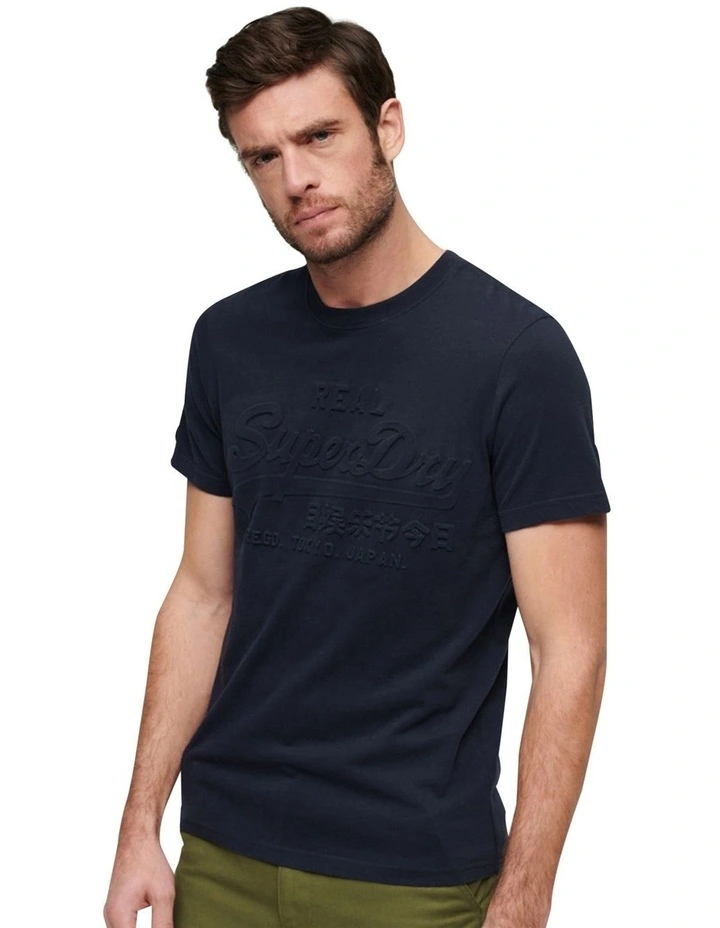 Embossed Vintage Logo T-Shirt in Nautical Navy image 3