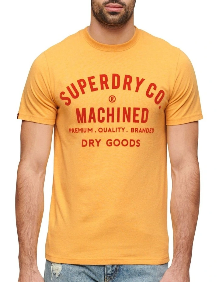 Workwear Flock Graphic T Shirt in Amber Yellow Marle image 1