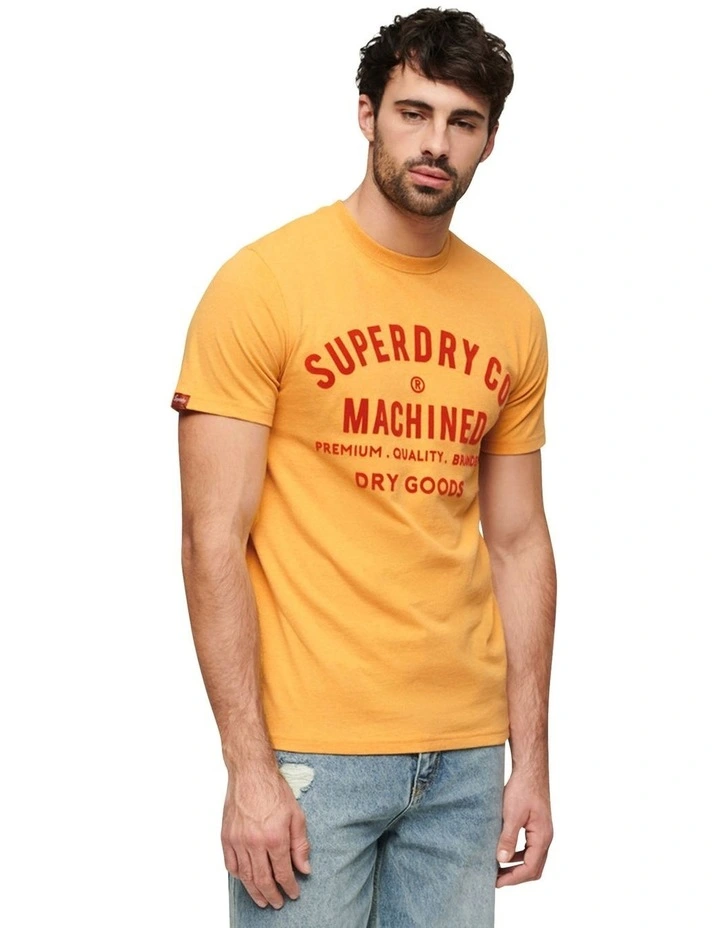 Workwear Flock Graphic T Shirt in Amber Yellow Marle image 2