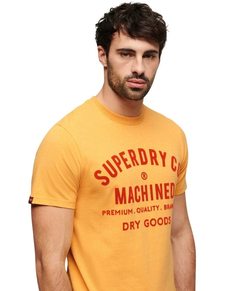 Workwear Flock Graphic T Shirt in Amber Yellow Marle image 3