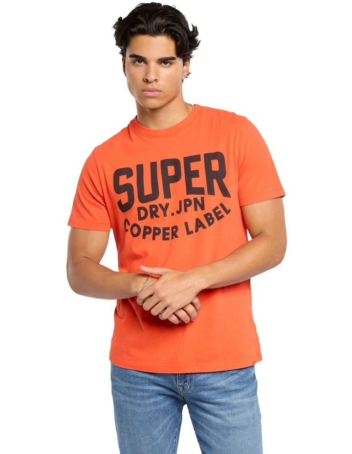 Copper Label Graphic Tee in Bold Orange image 1
