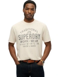 Machined Goods Workwear Tee in Oat Cream Marl