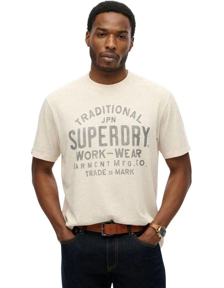 Machined Goods Workwear Tee in Oat Cream Marl image 1