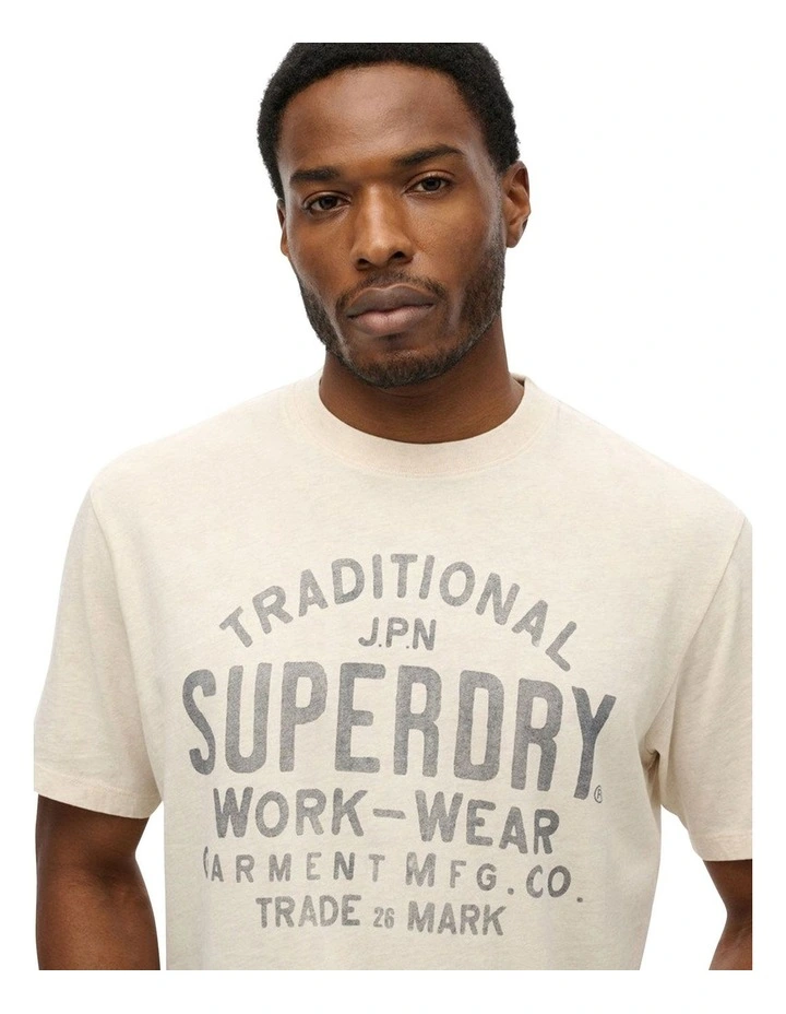 Machined Goods Workwear Tee in Oat Cream Marl image 3