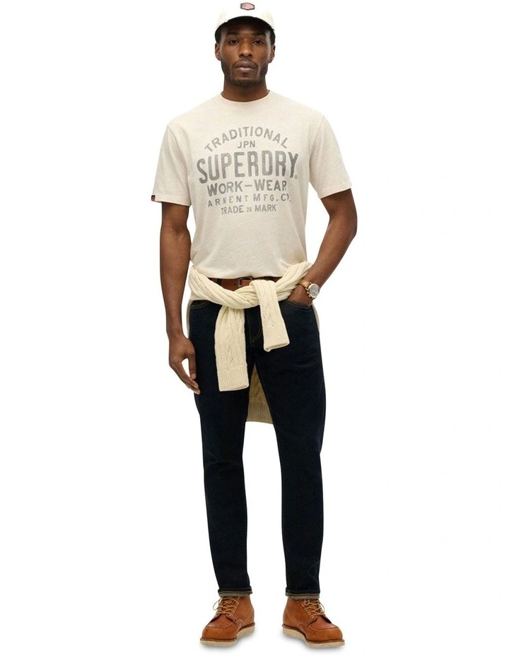 Machined Goods Workwear Tee in Oat Cream Marl image 4