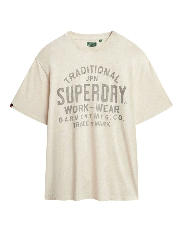 Machined Goods Workwear Tee in Oat Cream Marl image 6