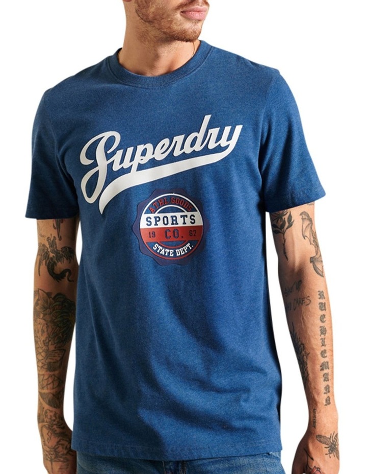 Script Style College Tee Rich Blue Marl