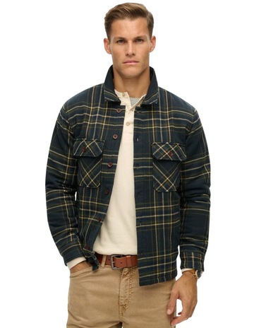 Surplus Check Quilt Overshirt in Navy Check