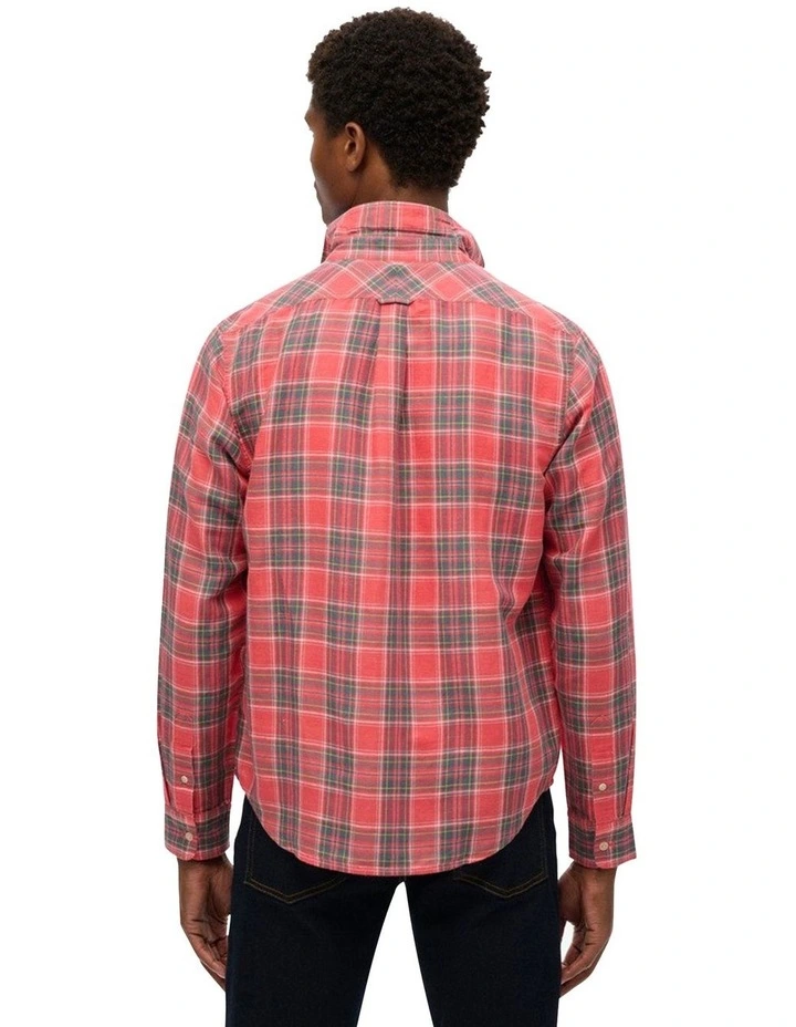 Merchant Linen Check Shirt in Red image 2