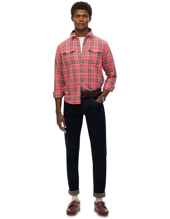 Merchant Linen Check Shirt in Red image 4