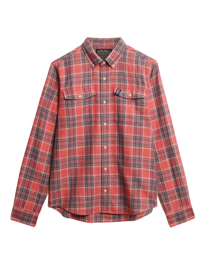Merchant Linen Check Shirt in Red image 6
