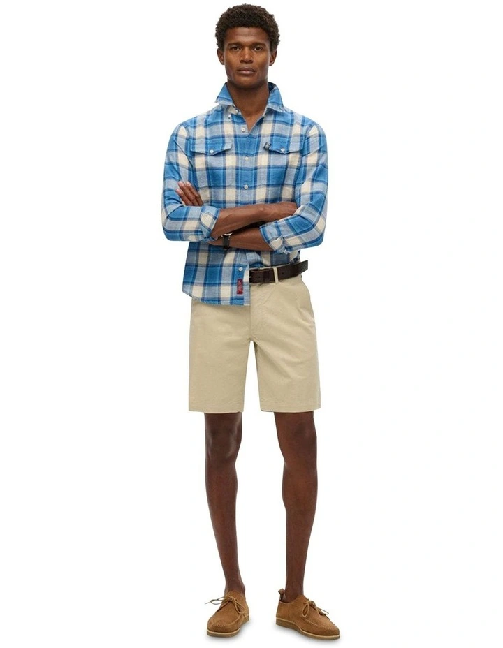 Merchant Linen Check Shirt in Blue image 4