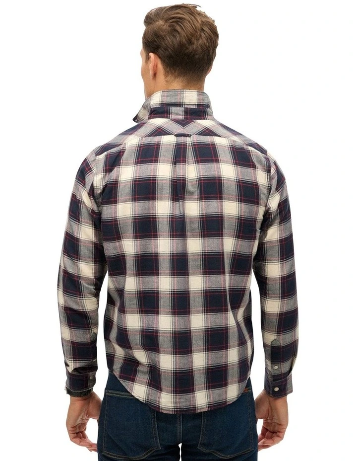 Merchant Linen Check Shirt in Navy image 2