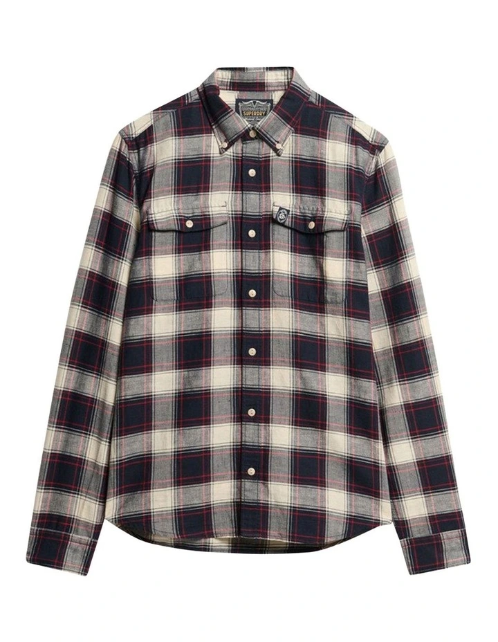 Merchant Linen Check Shirt in Navy image 6
