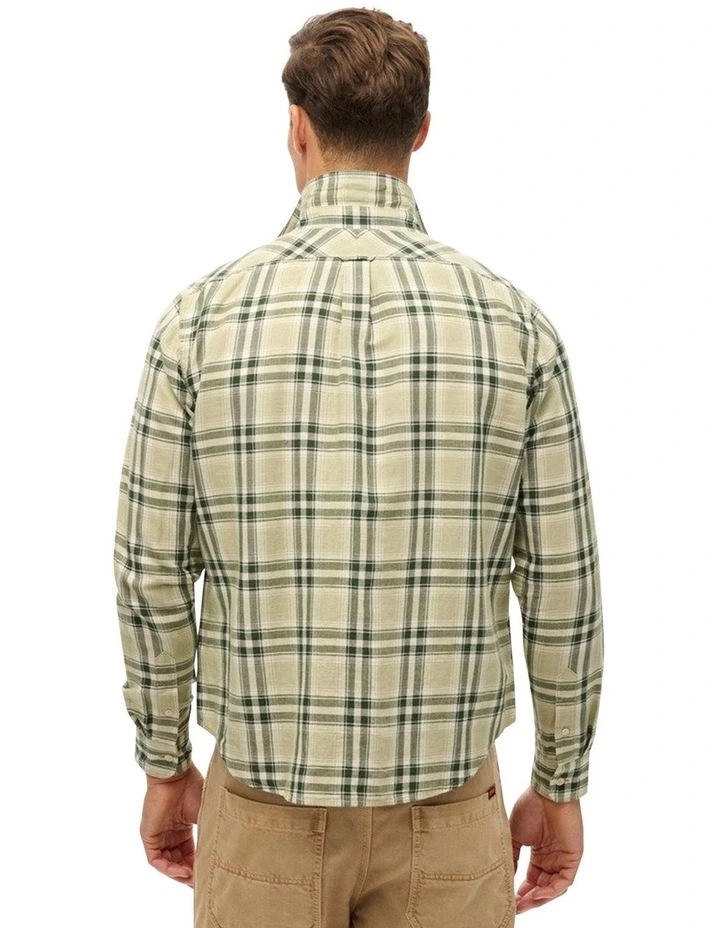 Merchant Linen Check Shirt in Green image 2
