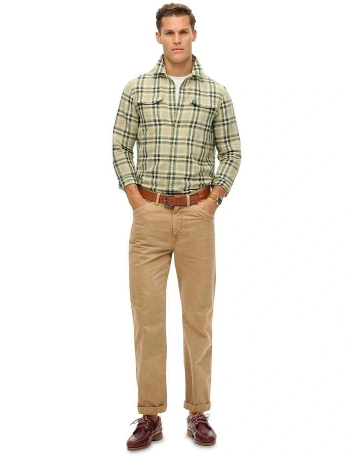 Merchant Linen Check Shirt in Green image 4