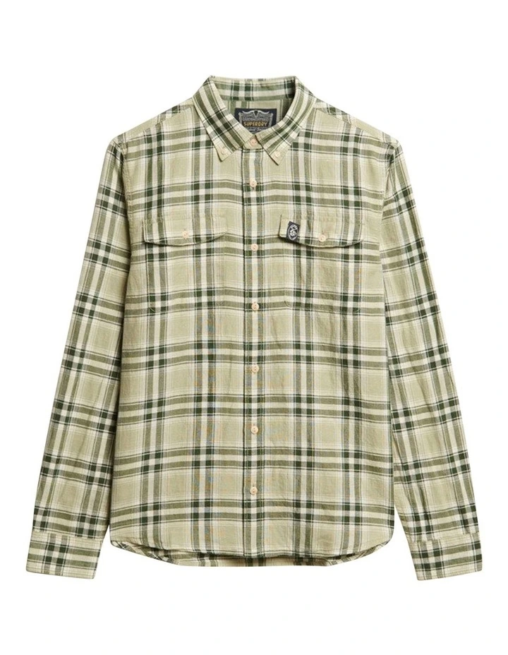 Merchant Linen Check Shirt in Green image 5