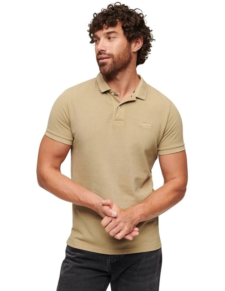 Vintage Destroy Polo Shirt in Canyon Sand Brown image 1