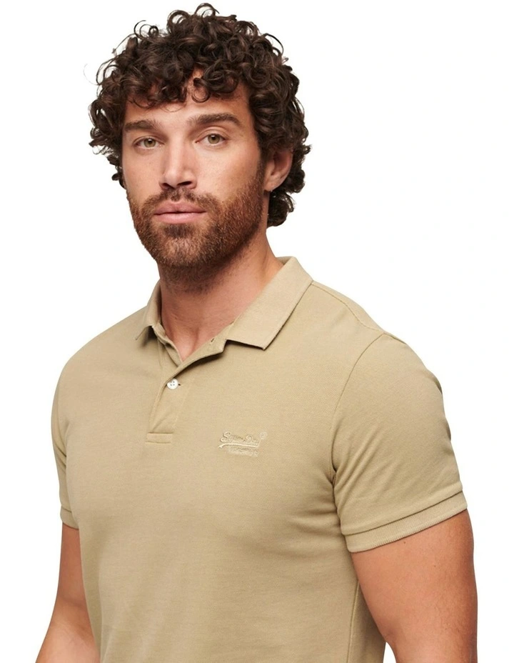 Vintage Destroy Polo Shirt in Canyon Sand Brown image 2