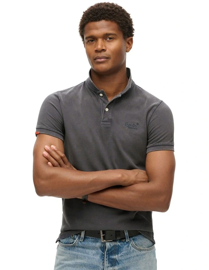 Vintage Destroyed Polo Shirt in Black image 3