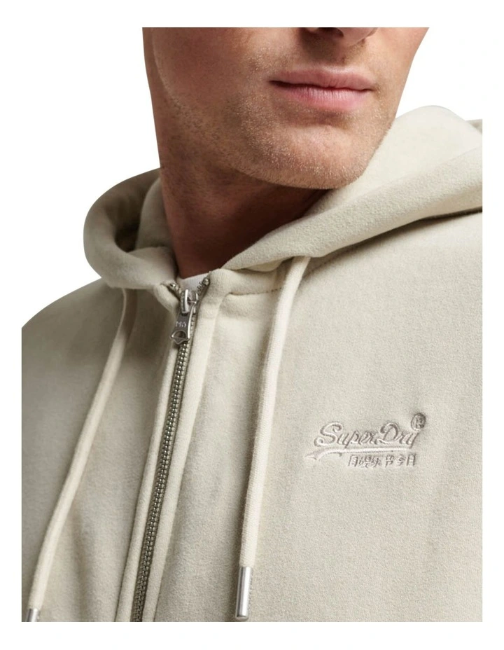 Essential Logo Zip Hoodie in Light Stone Beige image 2