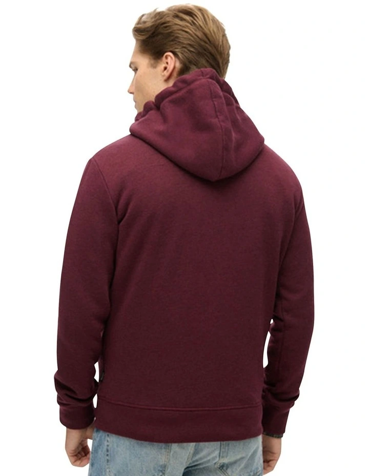 Classic Vintage Logo Graphic Hoodie in Track Burgundy Marl image 2