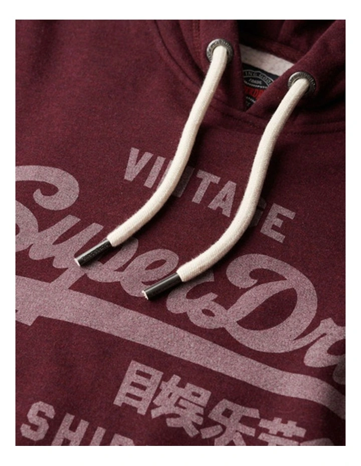 Classic Vintage Logo Graphic Hoodie in Track Burgundy Marl image 4