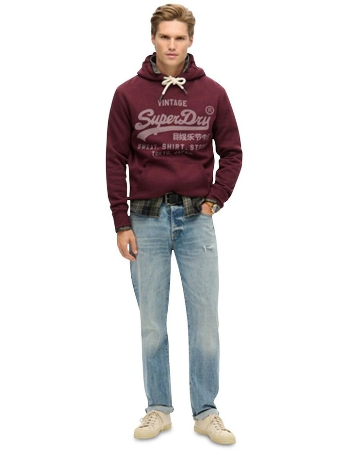 Classic Vintage Logo Graphic Hoodie in Track Burgundy Marl image 5