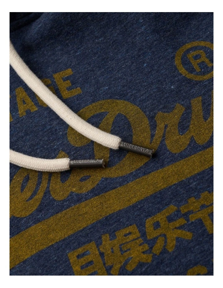 Classic Vintage Logo Graphic Hoodie in Vintage Navy Marl image 4