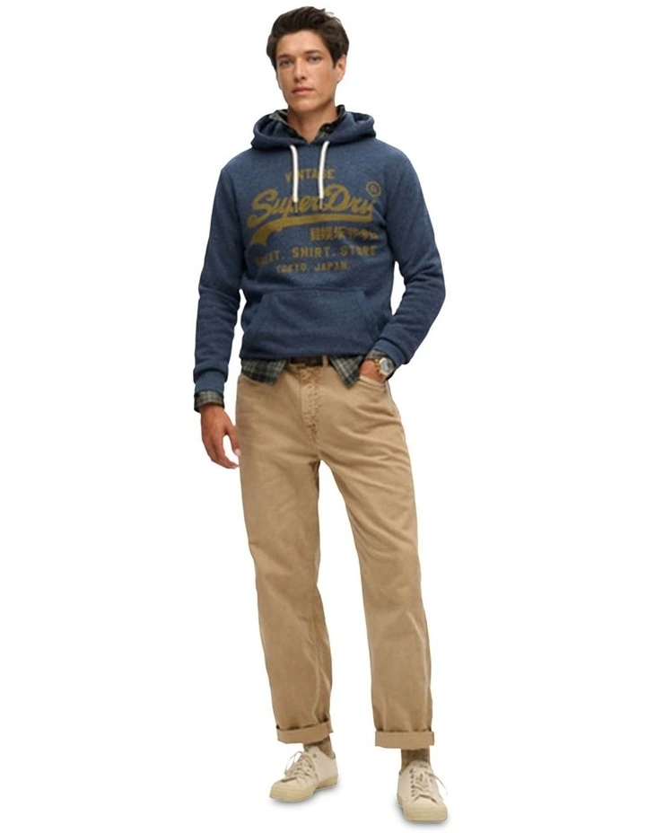 Classic Vintage Logo Graphic Hoodie in Vintage Navy Marl image 5