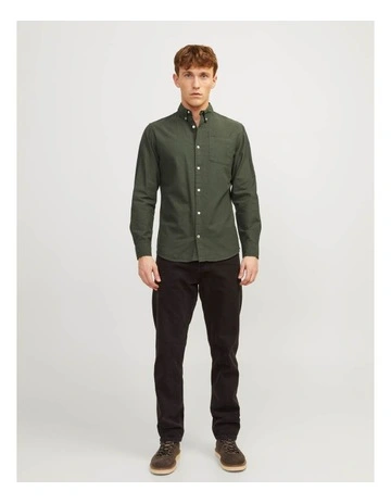 Oxford Long Sleeve Shirt in Forest Night