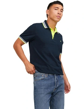 Paulos Organic Cotton Polo in Navy Neon