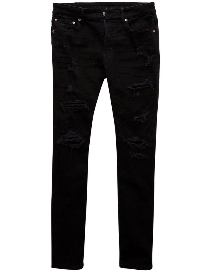 Air Flex+ Ripped Slim Jeans in Always Black image 3