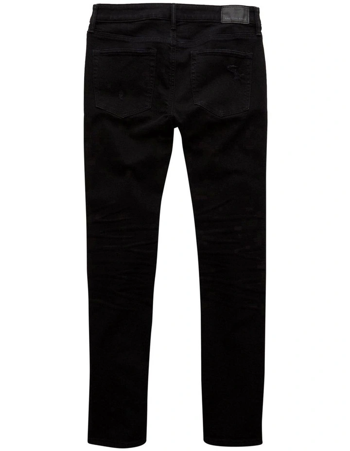 Air Flex+ Ripped Slim Jeans in Always Black image 4