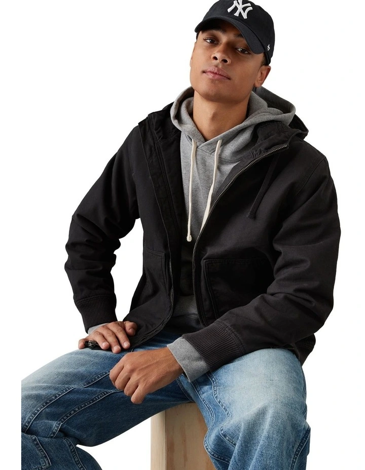 Hooded Workwear Jacket in Dark Shadow image 4