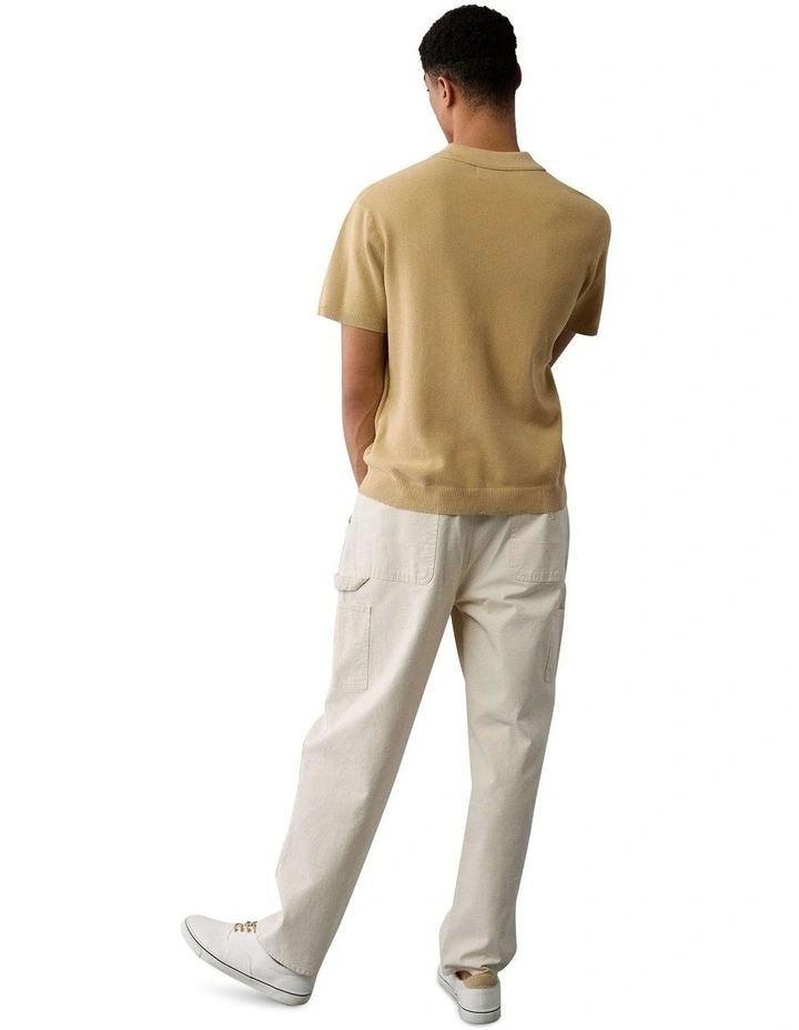 Weekend Washed Sweater Polo Shirt in Beige image 2