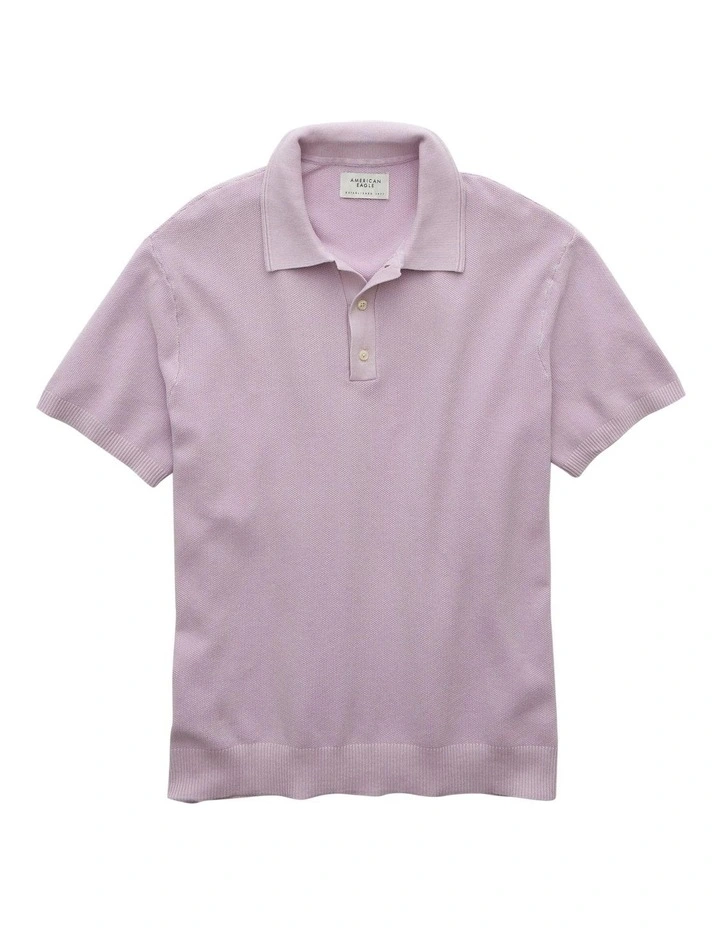 Weekend Washed Sweater Polo Shirt in Lavender image 3