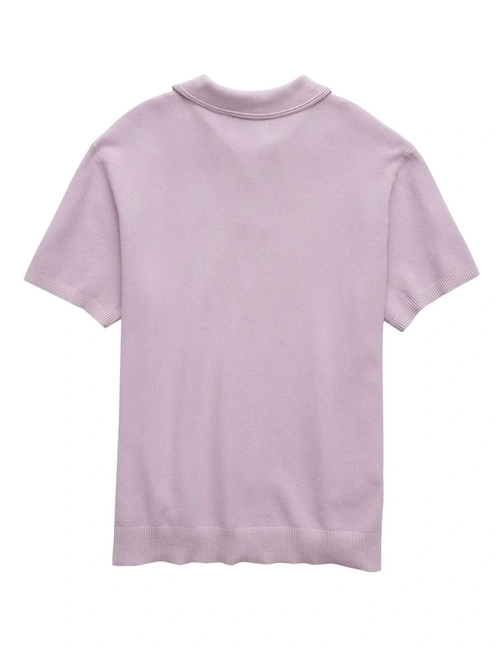 Weekend Washed Sweater Polo Shirt in Lavender image 4
