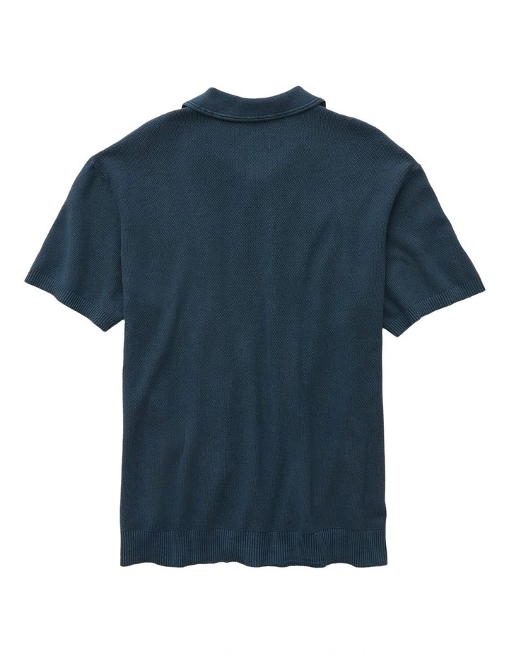 Weekend Washed Sweater Polo Shirt in Classic Navy image 4