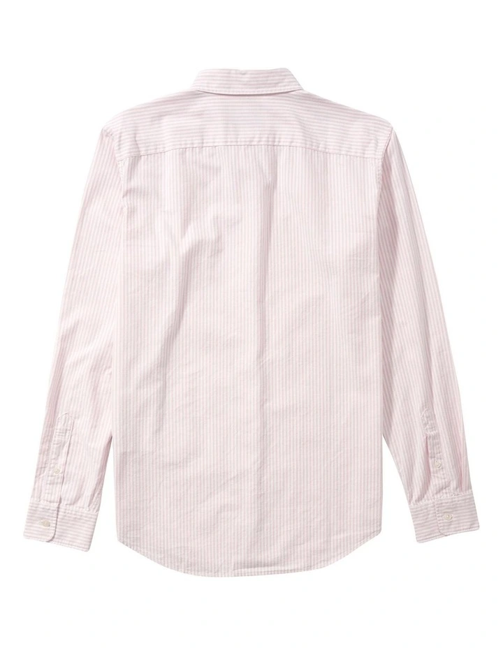 Striped Oxford Button-Up Shirt in Pink image 4